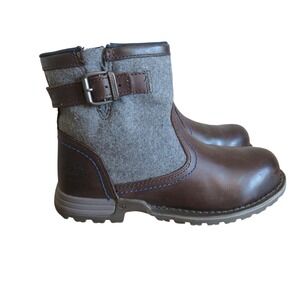 Caterpillar Jace Brown Leather Wool Steel Toe Ankle Boots Womens 8 Side Zip